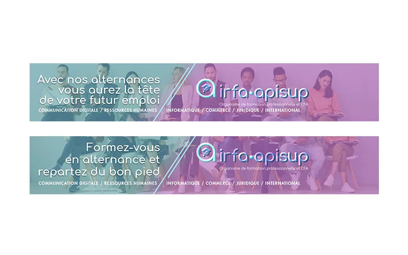Design de bannières web et headers pour l'organisme IRFA APISUP par Agraf.