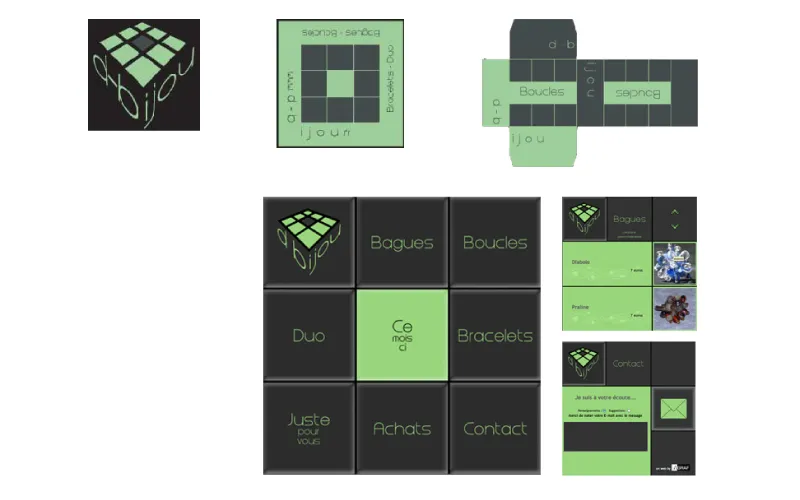 Charte graphique digitale et design d'interface pour la marque D-Bijou par le studio Agraf.