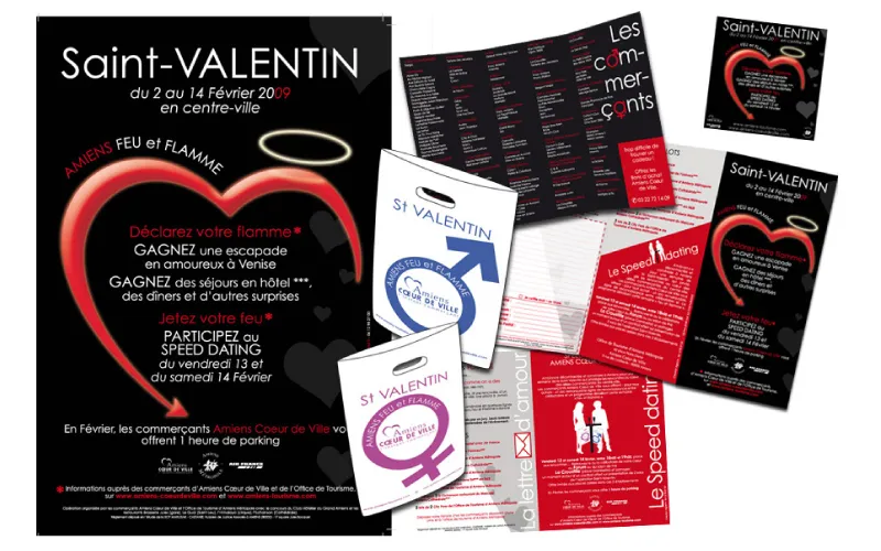 Kit de communication complet pour l'opération Saint-Valentin d'Amiens par Agraf.