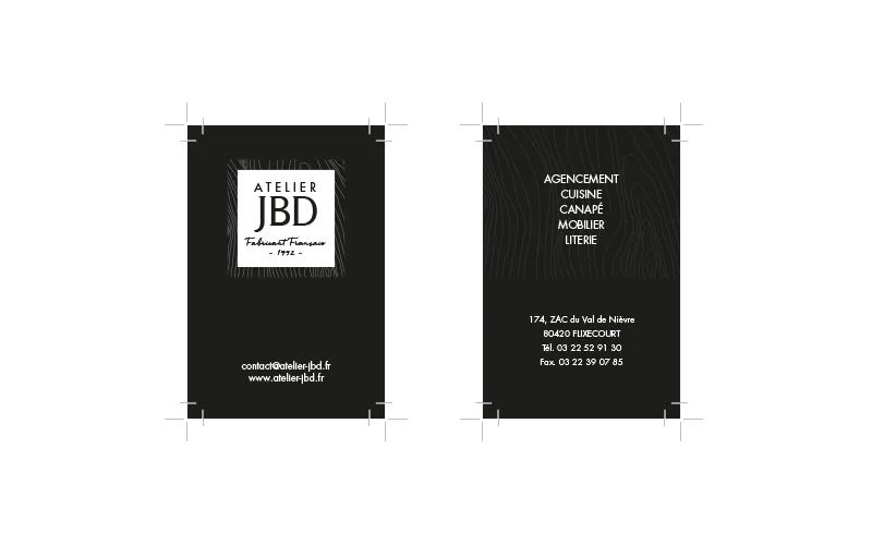 Création de carte de visite premium pour Atelier JBD par le studio Agraf.