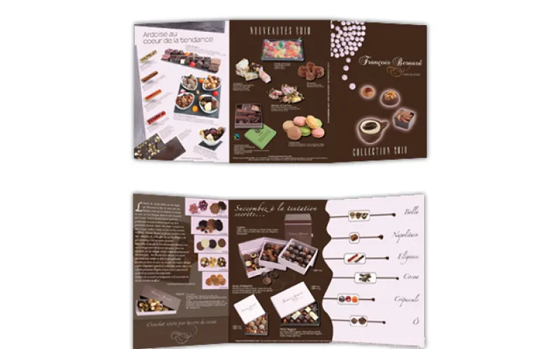 Design de catalogue de collection pour le chocolatier François Bernard par Agraf.
