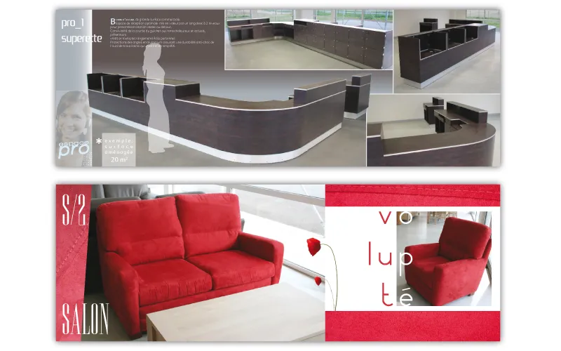 Mise en page du catalogue de mobilier design Atelier JBD par Agraf.