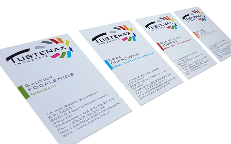 Création d'une gamme de cartes de visite professionnelles pour Tubtenax par Agraf.