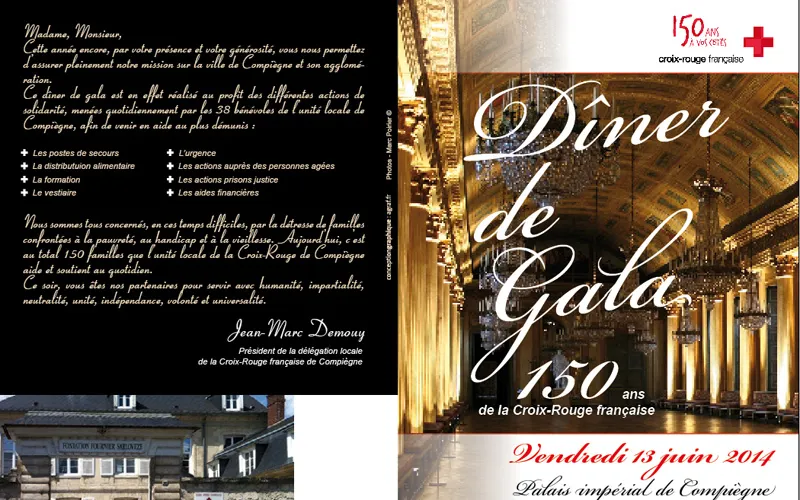 Création graphique de l'invitation pour le dîner de gala de la Croix-Rouge par Agraf.
