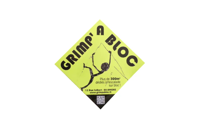 Design de logo et sticker pour la salle d'escalade Grimp' A Bloc par Agraf.