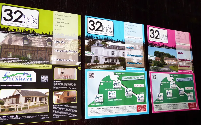 Mise en page du magazine immobilier 32bis par le studio Agraf.