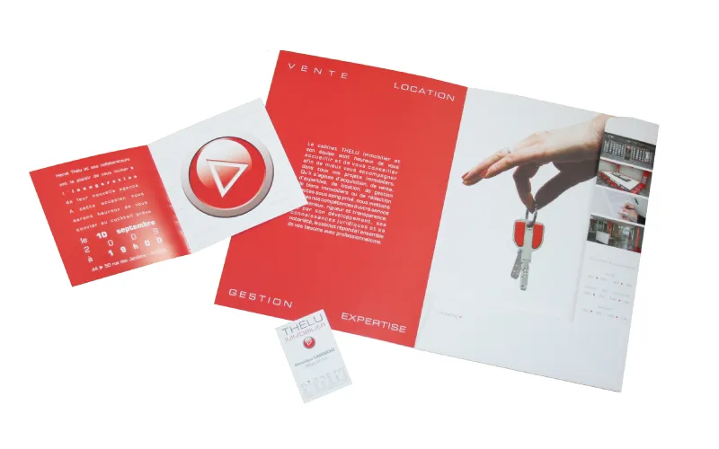 Pack identité visuelle complet et logo pour Thélu Immobilier par le studio Agraf.