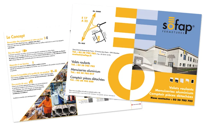 Création de plaquette de présentation pour Sofap Fermetures par Agraf.